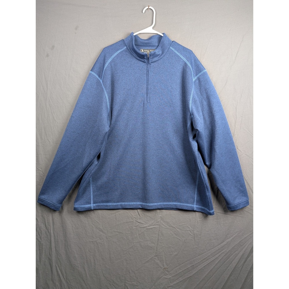 Pebble Beach Performance Mens XXL Blue Heather 1/4 Zip Pullover Sweater